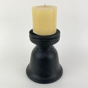 Pillar Candle Holder Black Distressed Chunky